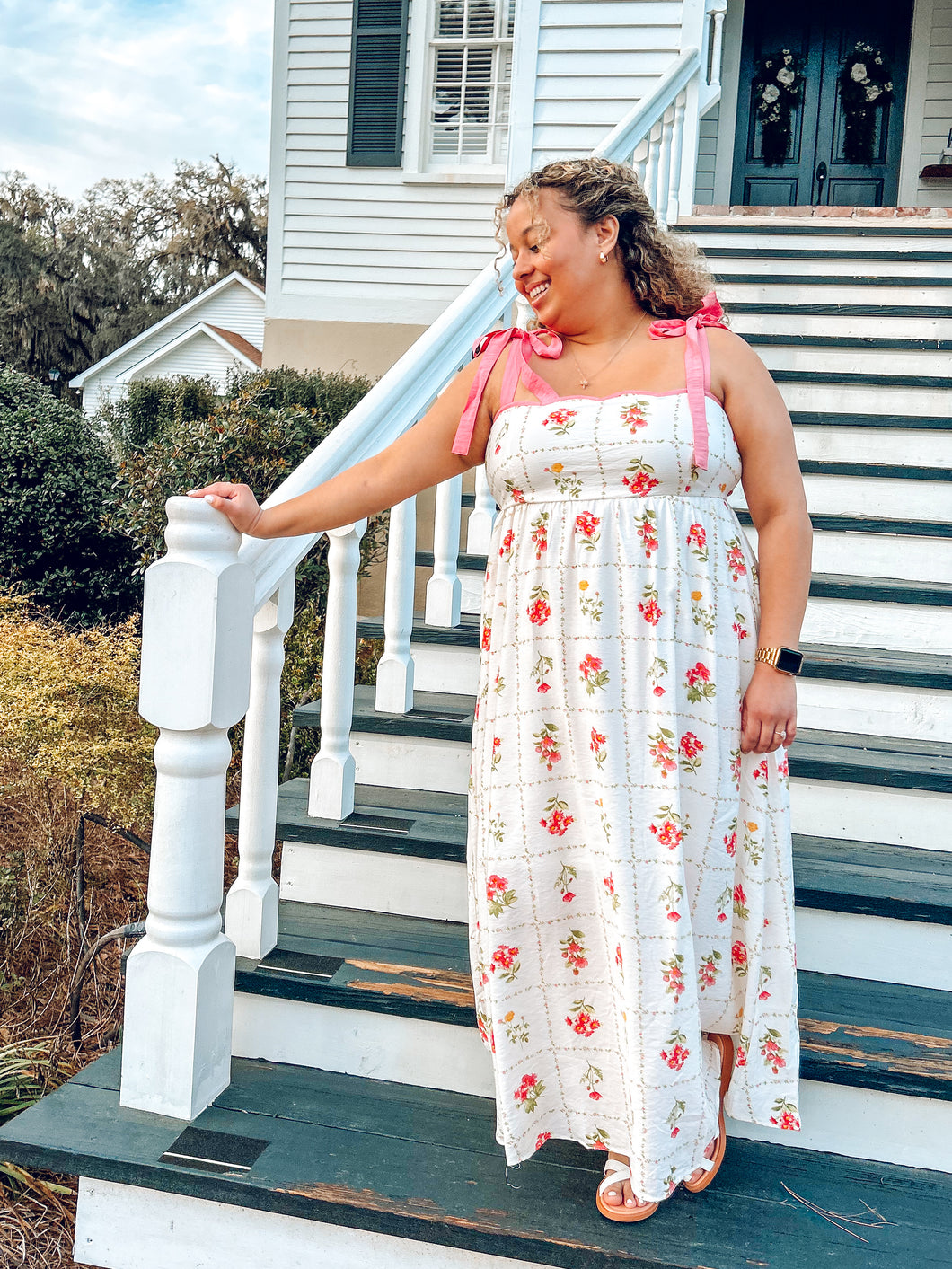 Scalloped Tile Maxi Dress Curvy | Pink
