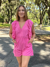 Ruffle Cutout Back Romper | Pink