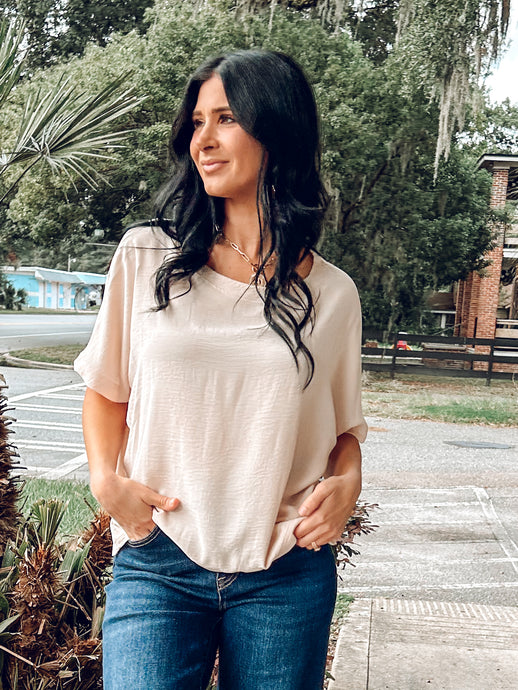 Solid Airflow Boxy Top | Beige