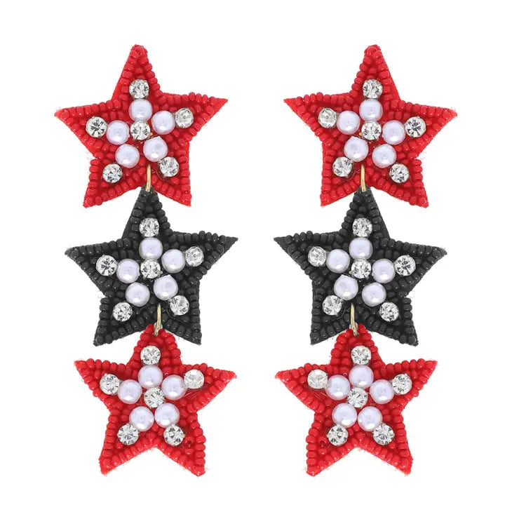 Sparkle Star Dawgs Earring | Red