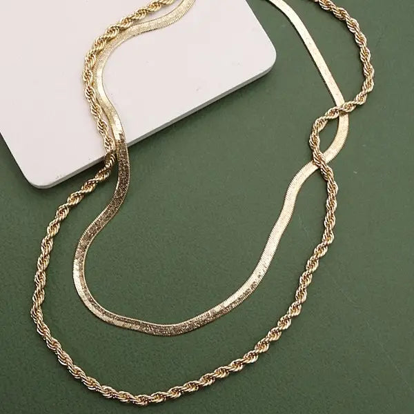 Herringbone and Rope Set Necklace
