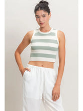 Striped Knit Crop Tank | Sage