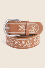 Floral Embroidered Pattern Faux Leather Belt | Ivory