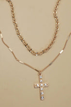 Rhinestone Cross Necklace | Gold