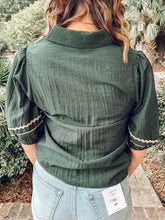 Contrast Wavy Trim Top | Deep Forest