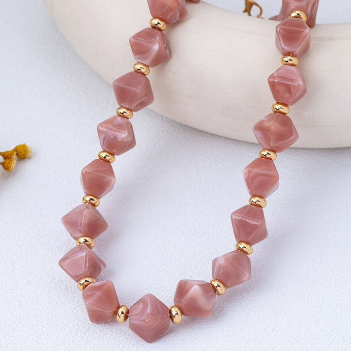 Faceted Resin Briolette Necklaces | Blush