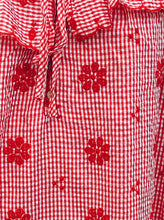 Fly Gingham Embroidered Dress | Red