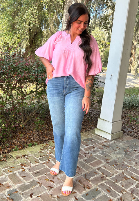 Spring Puff Sleeve Top | Pink