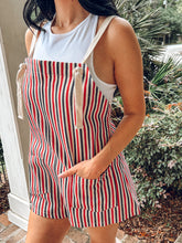 Striped Denim Romper | Red/Navy