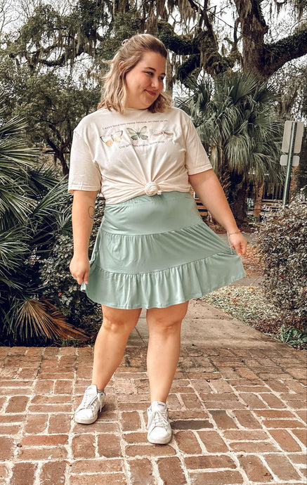 Maggie Tiered Mini Skirt | Sage