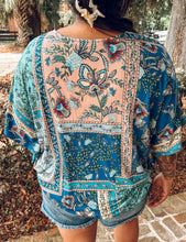 Boho Printed Floral Top | Navy