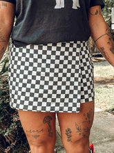 Checkered Denim Skort | Black