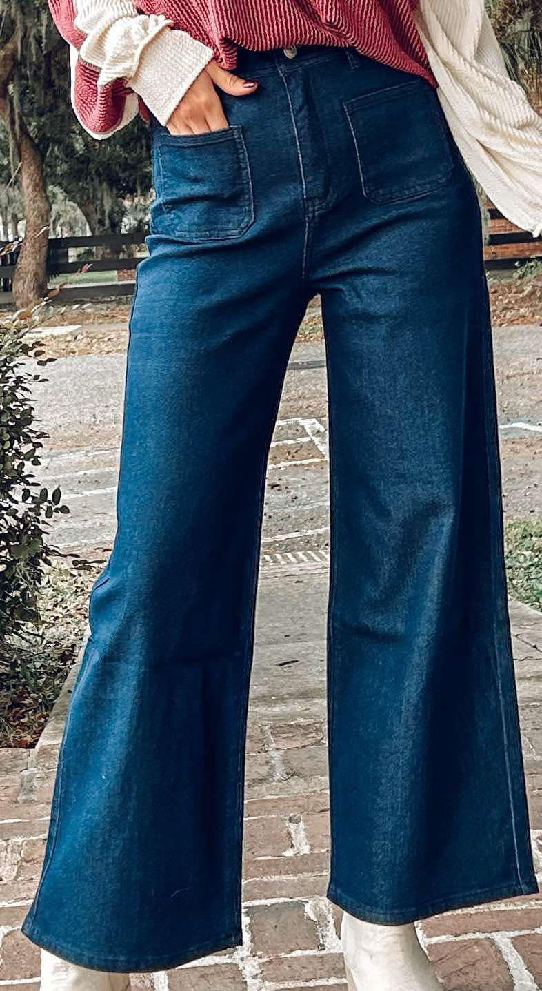 Wide Leg Denim Pant | Dark Wash – Southern Saint Boutique