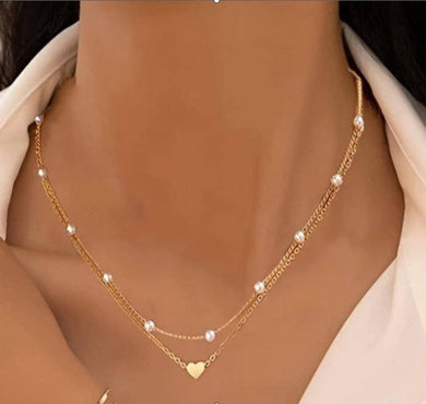 Heart Pearl Layered Necklace*