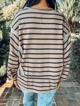 Cotton Blend Striped Top | Mocha