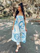 Abstract Peach Print Maxi | Blue