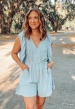 Ruffle Guest Romper | Sky Blue