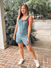 Denim Shortall Romper | Medium Blue