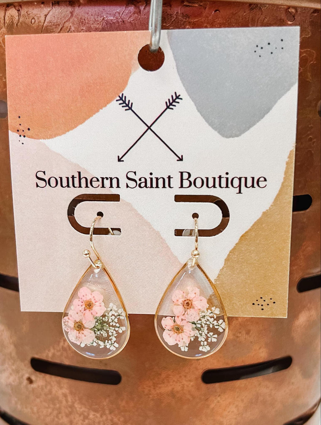 Floral Glass Teardrop Earring