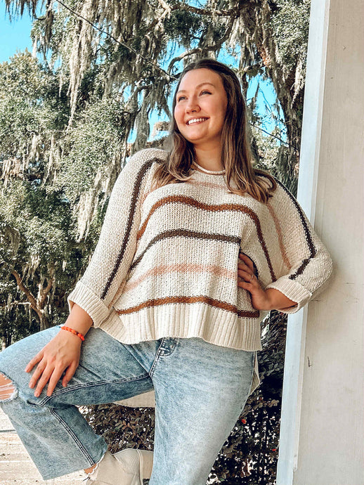 Chilly Striped Knit Sweater | Ivory