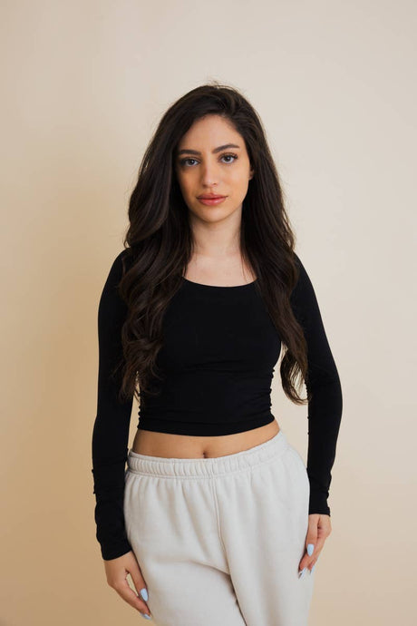 Long Sleeve Crop | Black