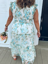 Floral Tulle Midi Dress | Blue
