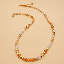 Glass Bead & Gold Beaded Necklace