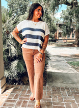 Striped Dolman Boxy Top | Navy