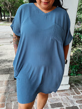 Airflow VNeck Tee Dress | Dusty Blue