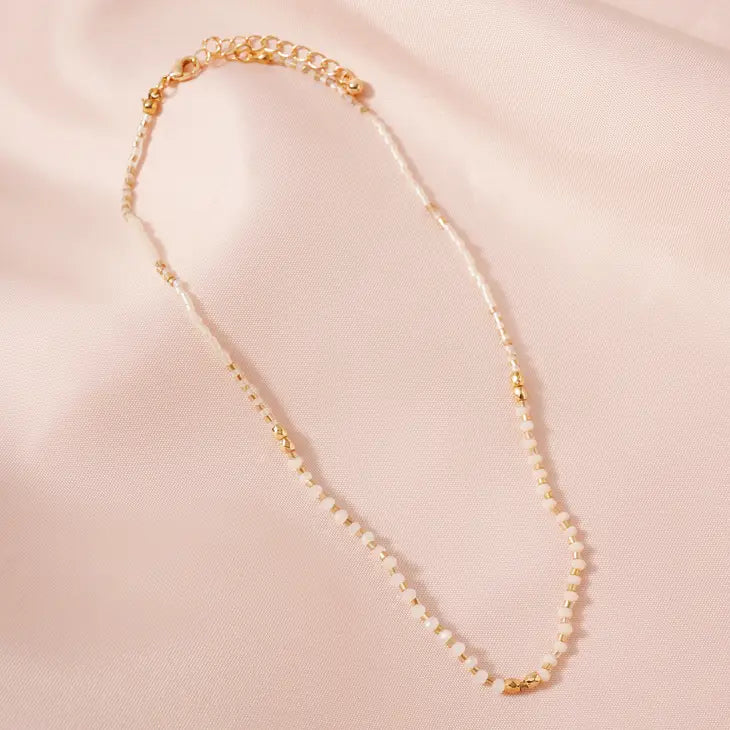 Glass Beaded Necklace | Ivory 