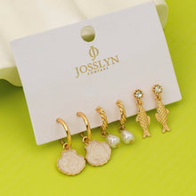Fish Shell Pearl Marine Trio Earring Set | Gold
