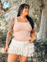 Lace Textured Square Top | Blush