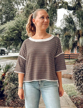 Waffle Binding Relaxed Top | Brown/Cream