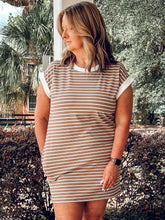 Striped Tee Shirt Dress | Mocha