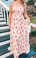 Striped Floral Maxi Dress | Peach