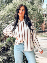 Cotton Dolman Striped Top | Brown
