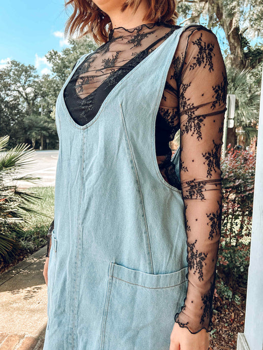 Layer Laced Mesh Top | Black