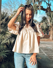 Floral Poplin Top | Cream