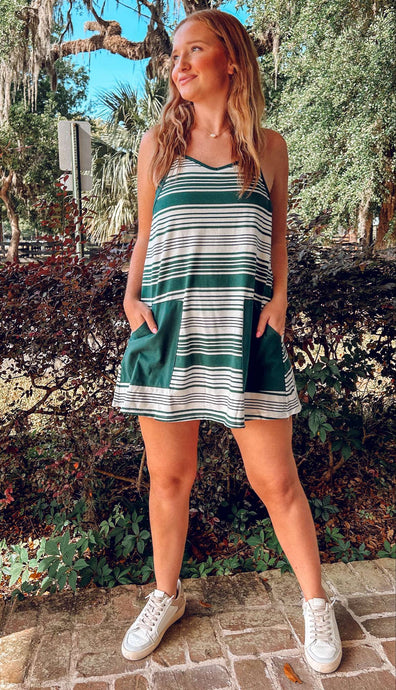 Jump Striped Athletic Dress | Green