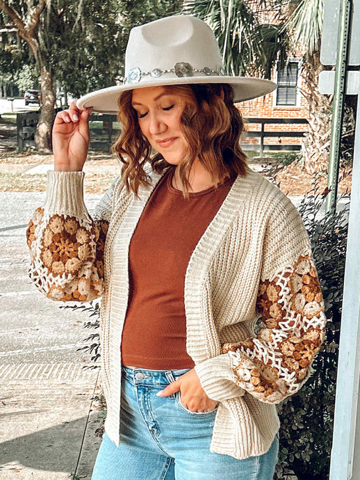 Carter Crochet Cardigan | Beige