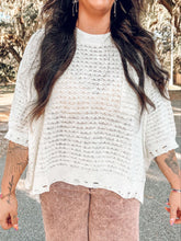 Distressed Oversize Knit Top | Ivory