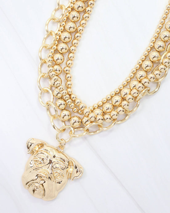 Bree Beaded Layered Necklace Dog Gold: Default