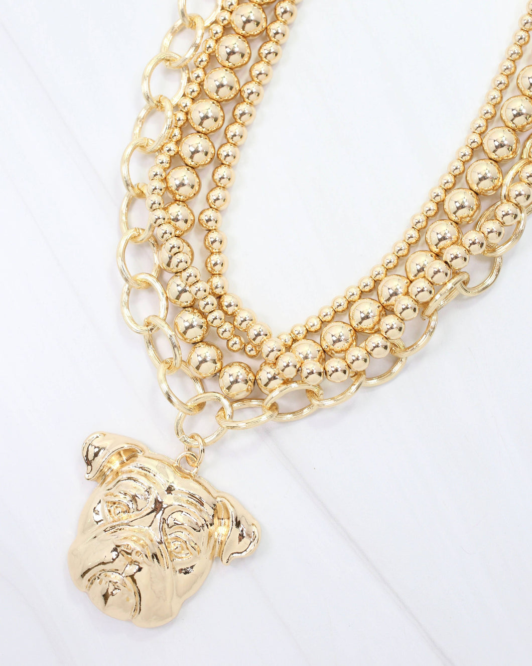 Bree Beaded Layered Necklace Dog Gold: Default