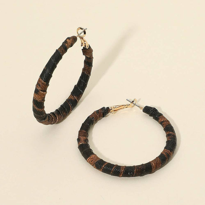 Leopard Fabric Wrapped Hoop Earrings