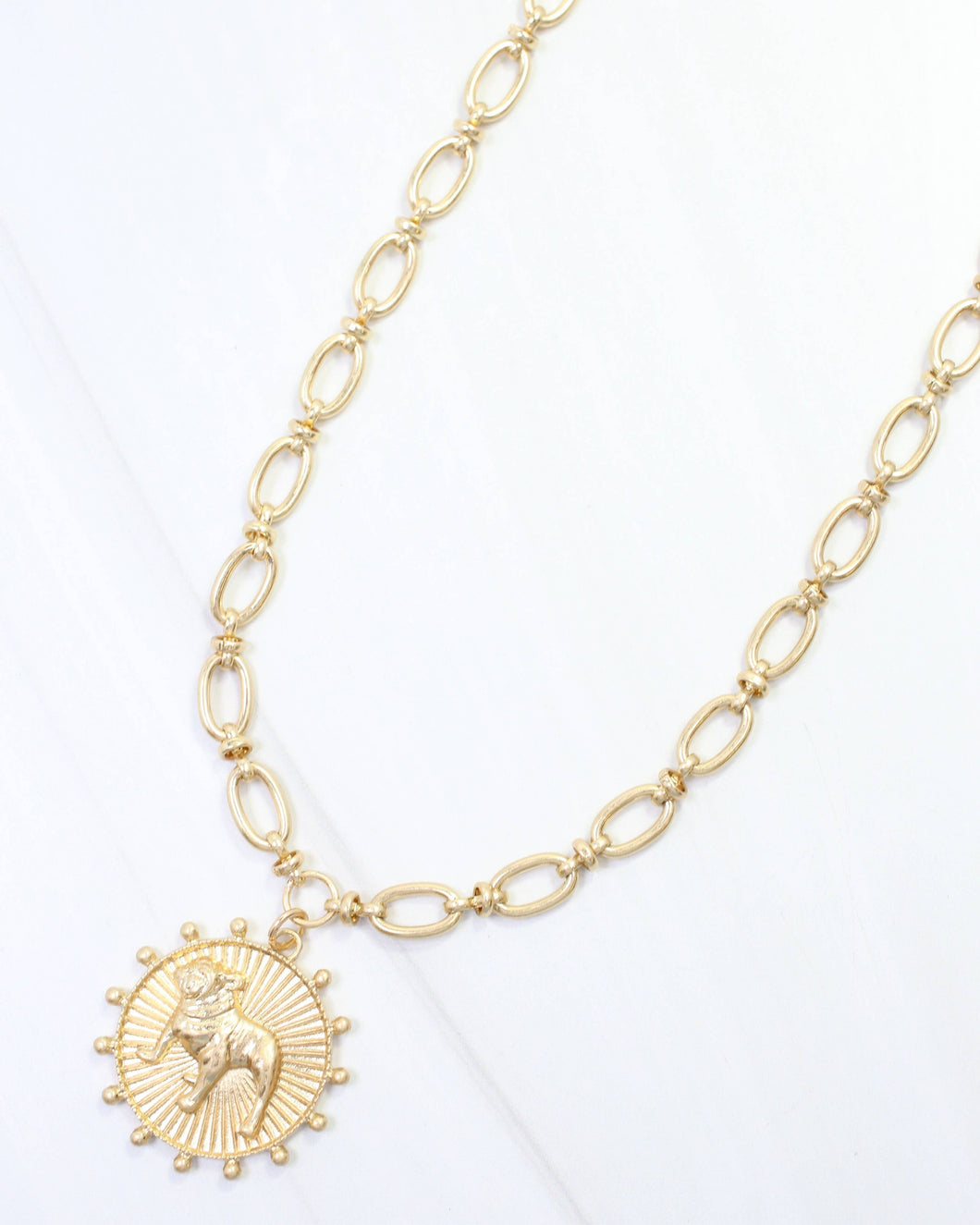 Carmen Coin Necklace Standing Dog Worn Gold: Default