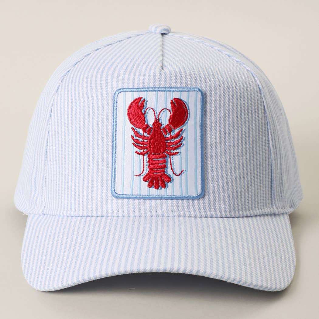 Lobster Embroidered Seersucker Hat | Blu