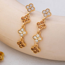 Clover Rhinestone Dangle Earrings