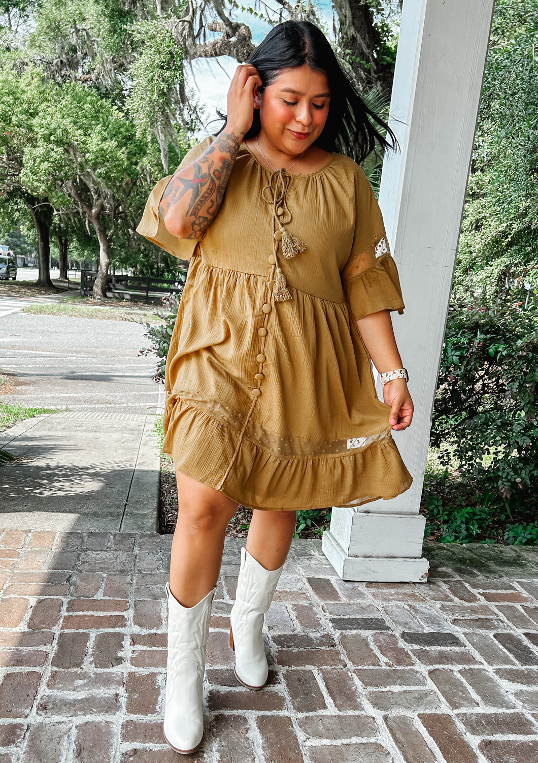 Vintage Lace Detailed Dress | Moss