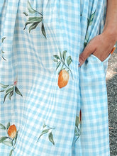 Fruit Gingham Maxi Dress | Blue