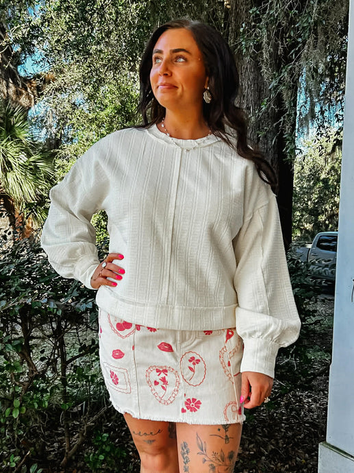 Pure Oversize Knit Top | Cream